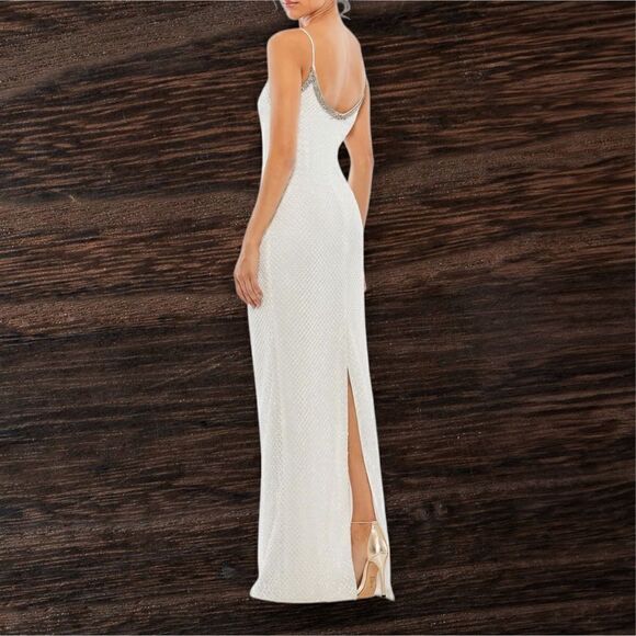 MAC DUGGAL Women’s Beaded Spaghetti Strap Column Gown in the Size 14 in Black - Picture 10 of 11